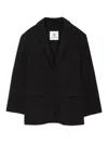 Anine Bing Oversized Wool-cashmere Blazer With Pockets And Padded Shoulders In Black