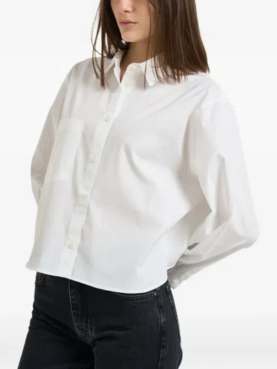 Anine Bing Essie Cropped Pocket Shirt In White