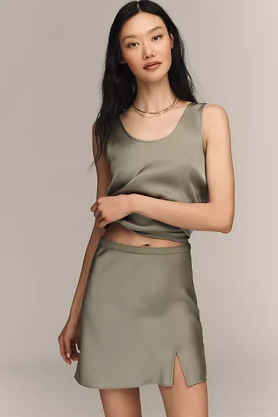 Anine Bing Chrisly Silk Mini Skirt In Green