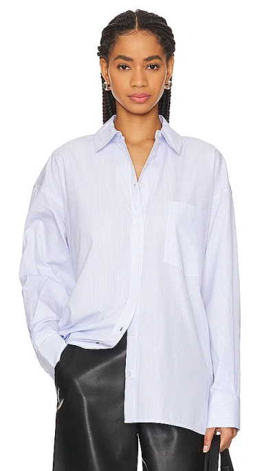 Anine Bing Chrissy Shirt In Blue/white Stripe