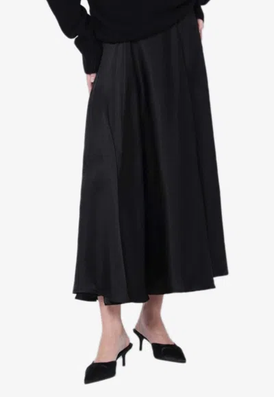 Anine Bing Christina Silk-blend Satin Midi Skirt In Black