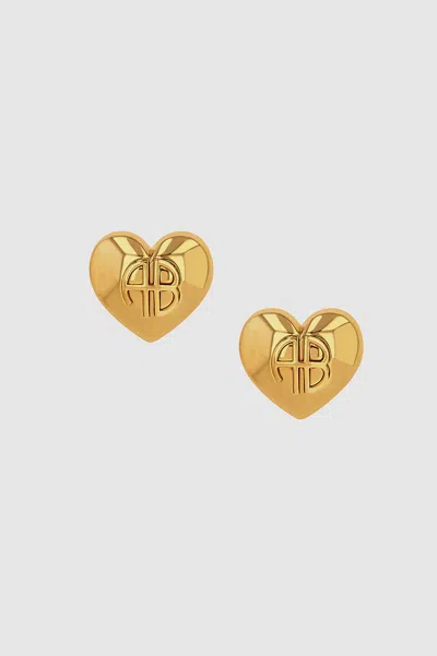 ANINE BING ANINE BING CHUNKY HEART EARRINGS IN GOLD