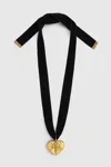 Anine Bing Chunky Heart Velvet Choker In Black And Gold In 14k Gold