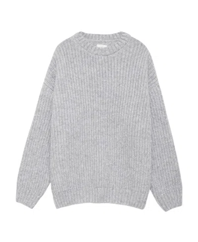Anine Bing Chunky-knit Crew-neck Jumper In Gray