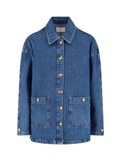 Anine Bing Classic Denim Shirt With Button Closure In Blue
