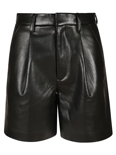 Anine Bing Classic Shiny Leather Shorts In Black