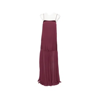 Anine Bing Clementine Silk-blend Voile Maxi Dress In Burgundy