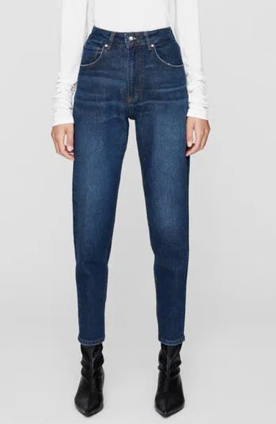 Anine Bing Clyde High Waist Tapered Leg Jeans In Mare Blue
