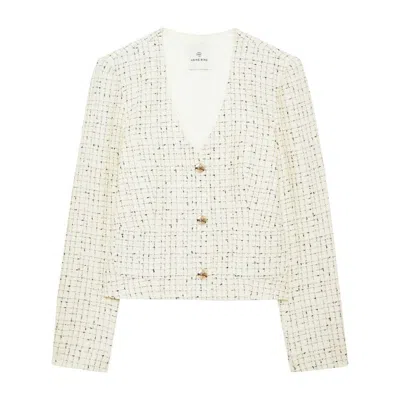 Anine Bing Anitta Checked Tweed Blazer In Multi
