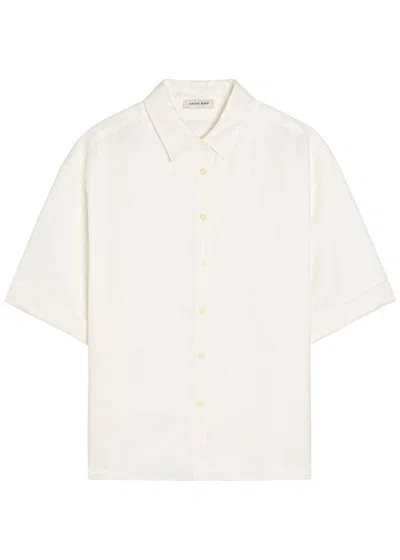 Anine Bing Coco Rayon And Linen-blend Shirt In White