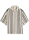 Anine Bing Coco Striped Satin Shirt In Neutral