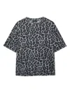Anine Bing Animal Print Crew Neck Short Sleeve Top In Gray