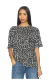Anine Bing Animal Print Crew Neck Short Sleeve Top In Gray
