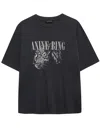 Anine Bing Washed Black T-shirt With Leopard Print In Black