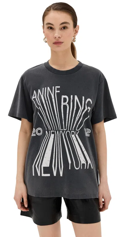 Anine Bing Colby Short Sleeve Graphic Tee In Black