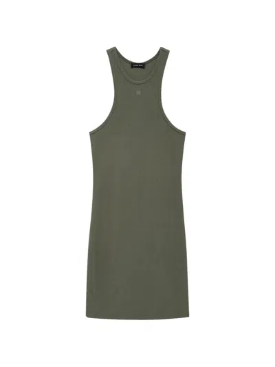 Anine Bing Cole Logo-embroidered Mini Dress In Green