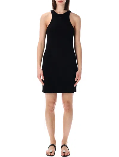 Anine Bing Cole Ribbed Cotton Halter Mini Dress In Black