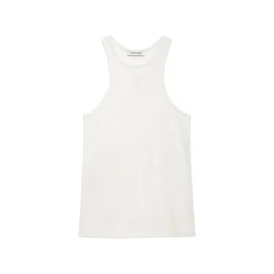 Anine Bing Womens Ivory Cole Embroidered-logo Knit Top In White