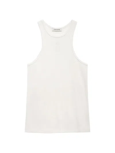 Anine Bing Womens Ivory Cole Embroidered-logo Knit Top In White