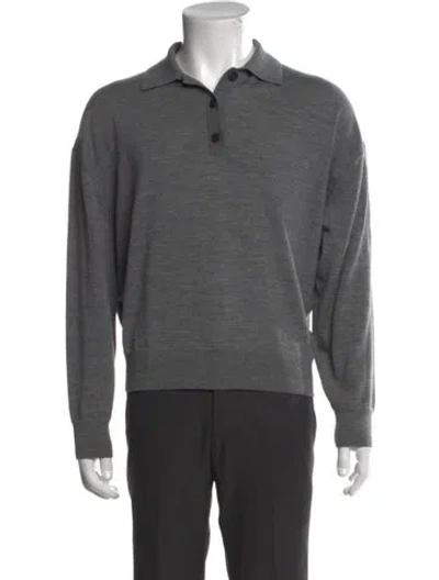 Pre-owned Anine Bing Collar Long Sleeve Polo Sweater In Gray