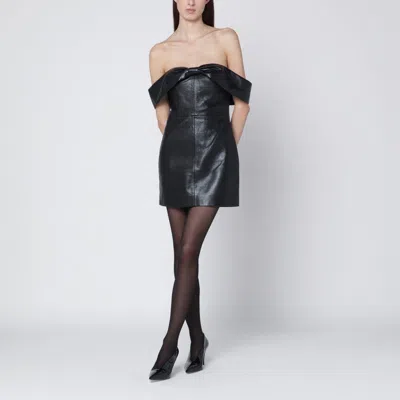 Anine Bing Colleen Mini Dress Recycled Leather In Black