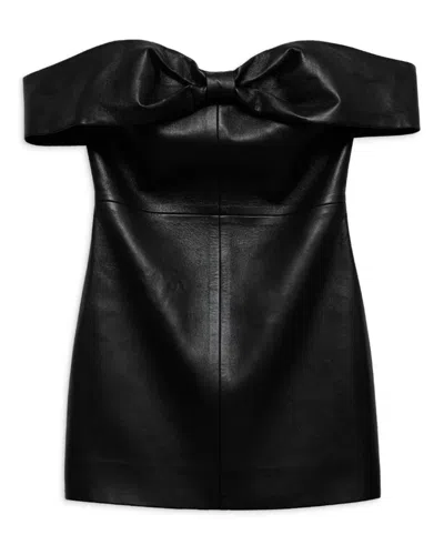 Anine Bing Colleen Mini Dress Recycled Leather In Black