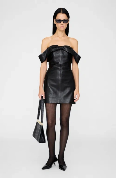 Anine Bing Colleen Mini Dress Recycled Leather In Black