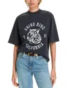 Anine Bing Avi Tee Collegiate Leopard In Washed Charcoal In Black