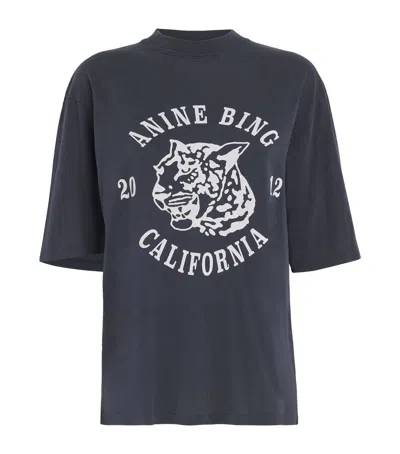 Anine Bing Avi Tee Collegiate Leopard In Grey