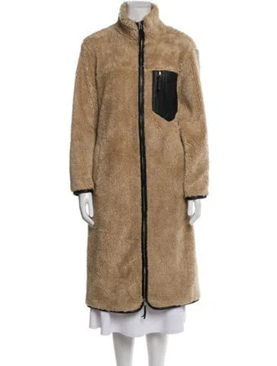 Pre-owned Anine Bing Colorblock Pattern Faux Fur Coat In Neutral