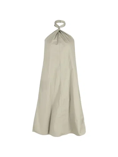 Pre-owned Anine Bing Cosette Twist-front Cotton Midi Dress In Neutral