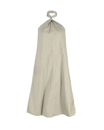 Anine Bing Cosette Twist-front Dress In Green Cotton In Beige