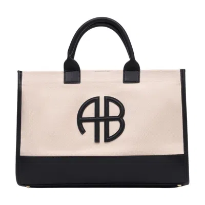 Anine Bing Cotton Colour-block Tote Bag  Beige In ["beige","black"]