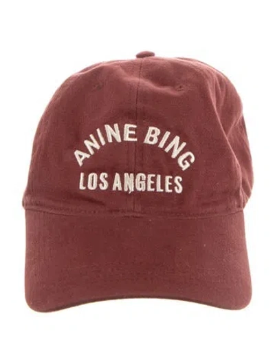 Pre-owned Anine Bing Cotton Dad Hat In Burgundy