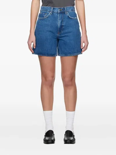 Anine Bing Cotton Denim Shorts In Blue