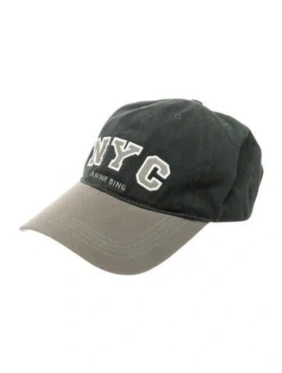 Pre-owned Anine Bing Cotton Embroidered Trucker Hat In Green