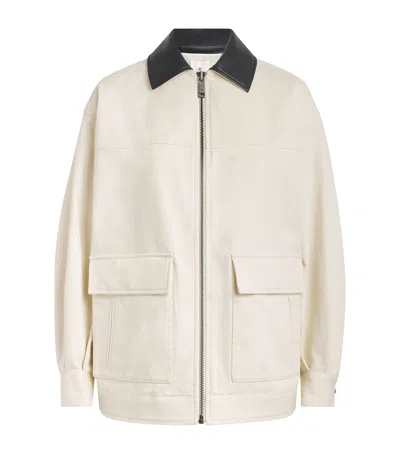 Anine Bing Womens Ecru Holden Contrasting-collar Cotton Jacket Xs In White