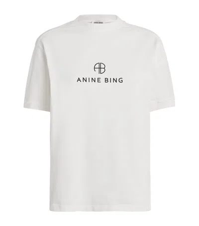 Anine Bing Cotton Monogram T-shirt In White