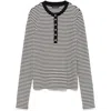 Anine Bing Alessia Long Sleeve Tee In Cream And Black Stripe