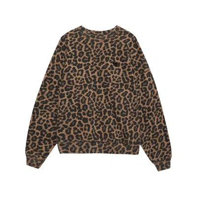 Anine Bing Miles Sweatshirt In Black And Brown Leopard