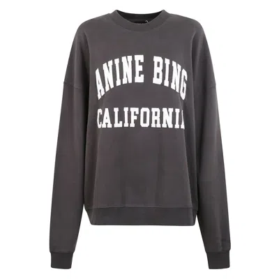 Anine Bing Cotton Sweatshirt With Bold Front Lettering In Gray