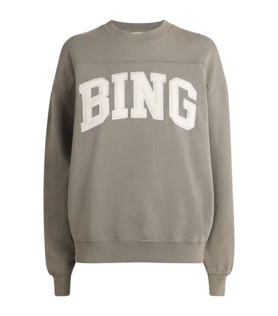 Anine Bing Cotton Trenton Logo Sweatshirt In Green