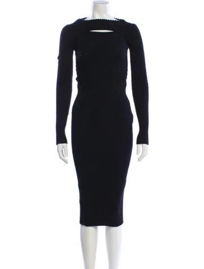 Pre-owned Anine Bing Cowl Neck Midi Length Dress In Blue