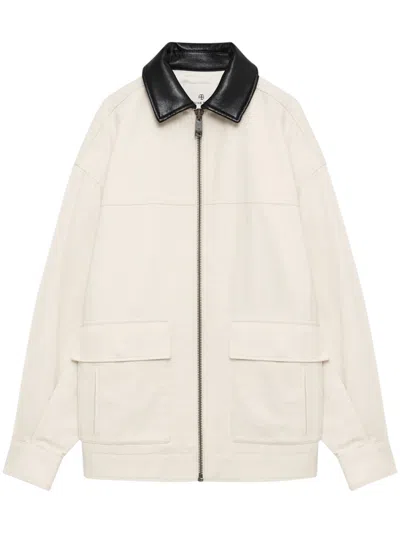 Anine Bing Womens Ecru Holden Contrasting-collar Cotton Jacket Xs In White