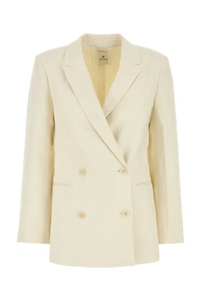 Anine Bing Cream Stretch Viscose Blend Blazer In Neutral