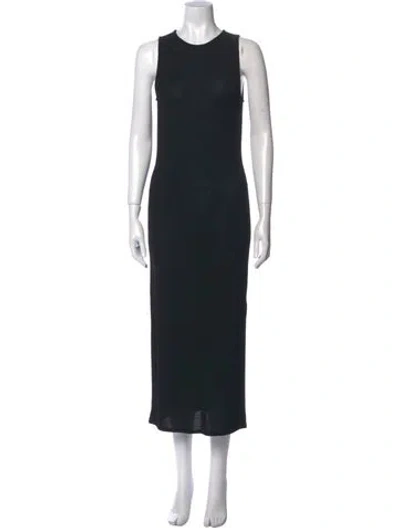 Pre-owned Anine Bing Crew Neck Long Dress In Black