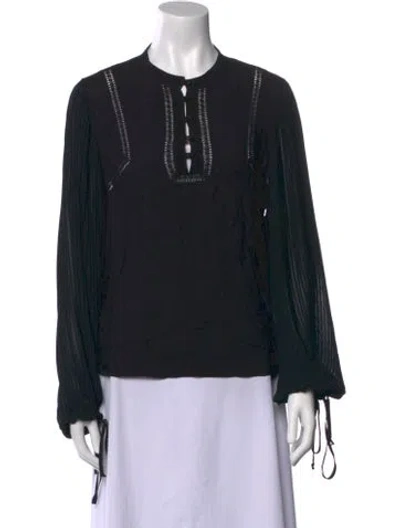 Pre-owned Anine Bing Crew Neck Long Sleeve Blouse In Black