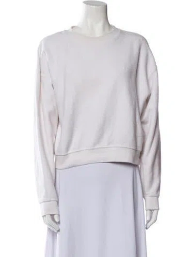 Pre-owned Anine Bing Crew Neck Long Sleeve Sweatshirt In White