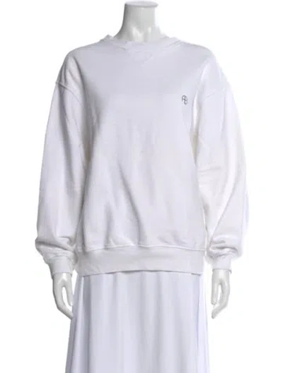 Pre-owned Anine Bing Crew Neck Long Sleeve Sweatshirt In White
