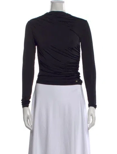 Pre-owned Anine Bing Crew Neck Long Sleeve Top In Black